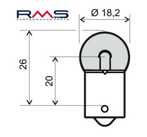 Bulb RMS 12V 10W, G18 orange