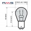 Bulb RMS 246510375 12V 21/5W, BAY15D rot