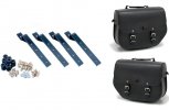 Leather saddlebags CUSTOMACCES APS003N SANT LOUIS schwarz set, with metal base and fitting kit set