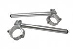 Aluminium-forged clip-ons ACCOSSATO with metal clamp composed of 2 half-rings 10 degrees inclination, silver