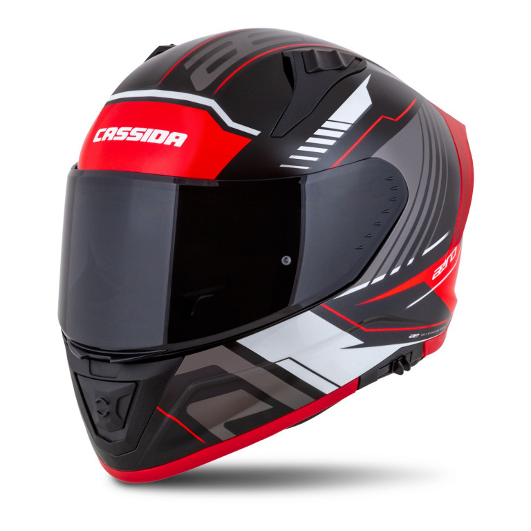 Full face helmet CASSIDA AERO DROME black pearl/ red/white/ grey XS