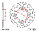 Aluminium-Ketten Rad JT JTA 1204-49RED 49)T, nt((428 rot