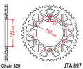 Aluminium-Ketten Rad JT JTA 897-48RED 48T, 520 rot