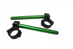 Aluminium-forged clip-ons ACCOSSATO with metal clamp composed of 2 half-rings 10 degrees inclination, green