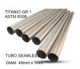 Titanium seamless Gr.1 TUBE AISI Tig GPR TU.T.3 Brushed Stainless steel L.100cm D.45mm x 1mm
